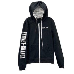 Fernet Branca Hoodie Men Medium Black Full Zip Milano Sportswear Training Travel